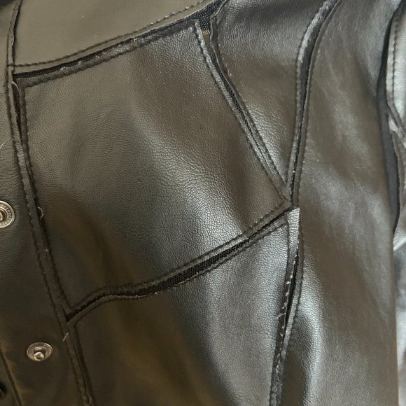 Guess Faux Leather Moto Jacket with Mesh Panels - Picture 3 of 4